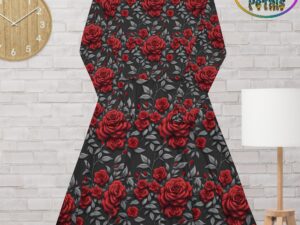 red rose midi dress
