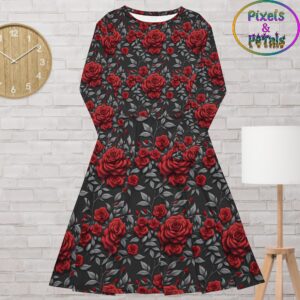red rose midi dress