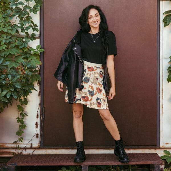 Pixel Cats in Kimono Skater Skirt - Image 2