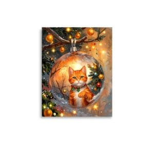 Cat Christmas Ornament Poster by Pixels – Festive holiday cat wall art for seasonal home decoration