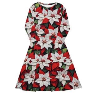 Poinsettia Long Sleeve Midi Dress