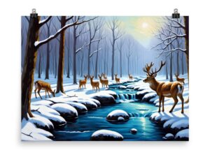 winter deer poster