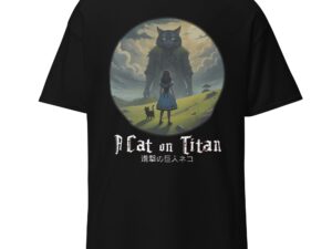 Attack on Titan Cat T-Shirt - A Cat on Titan Anime Parody Tee