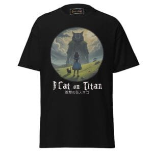 Attack on Titan Cat T-Shirt - A Cat on Titan Anime Parody Tee