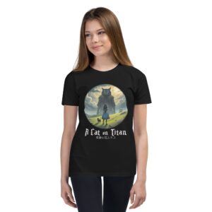 Kids Attack on Titan Shirt - A Cat on Titan Youth Anime T-Shirt - XL