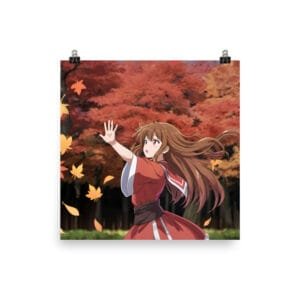 "Autumn-chan in the Trees" Fall Anime Art Poster – Whimsical Seasonal Wall Décor