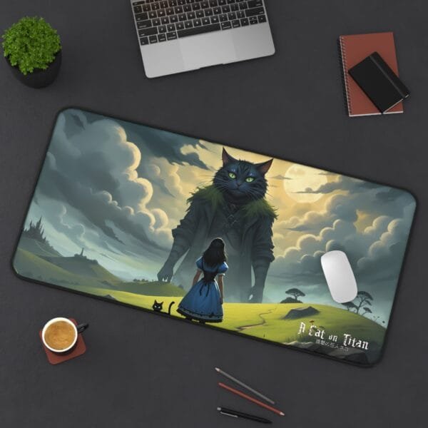 A Cat on Titan Desk Mat