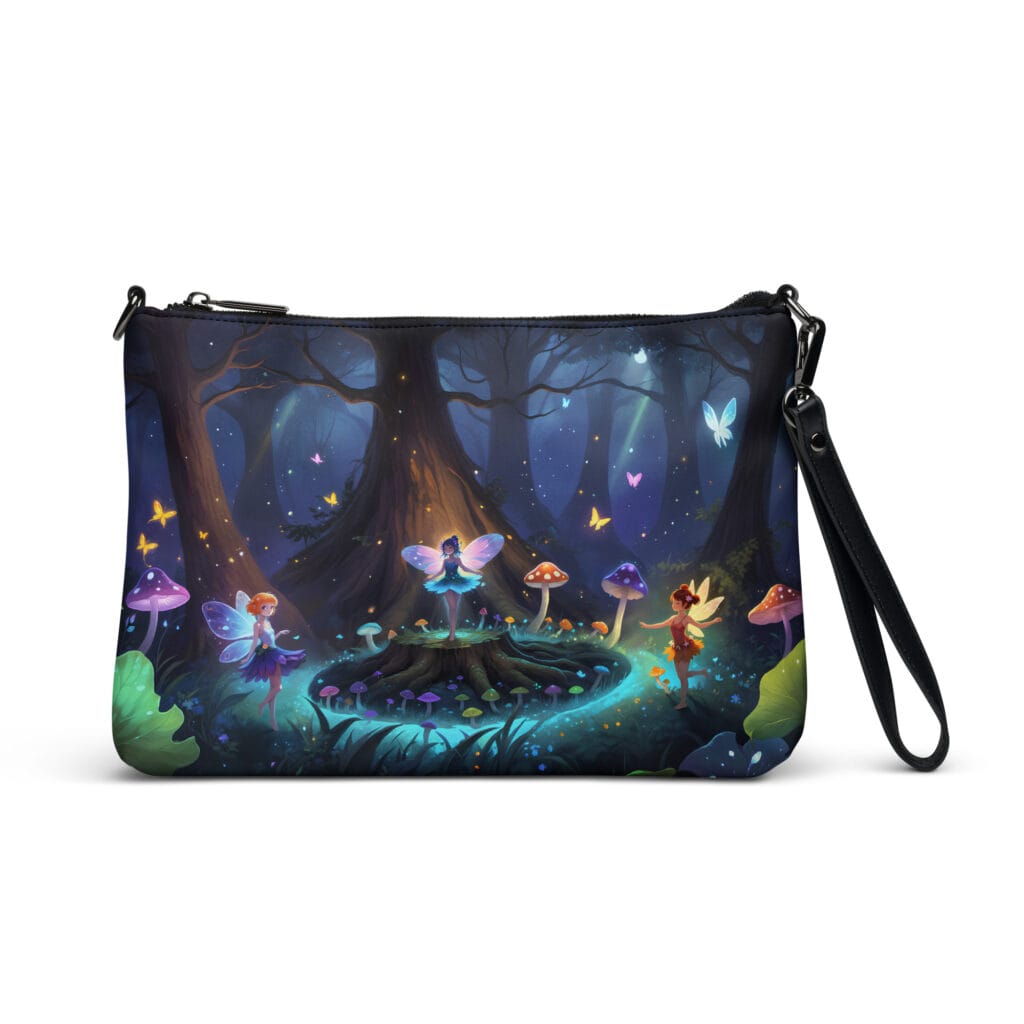 Fairy print crossbody bag, hands-free bag for a renaissance faire
