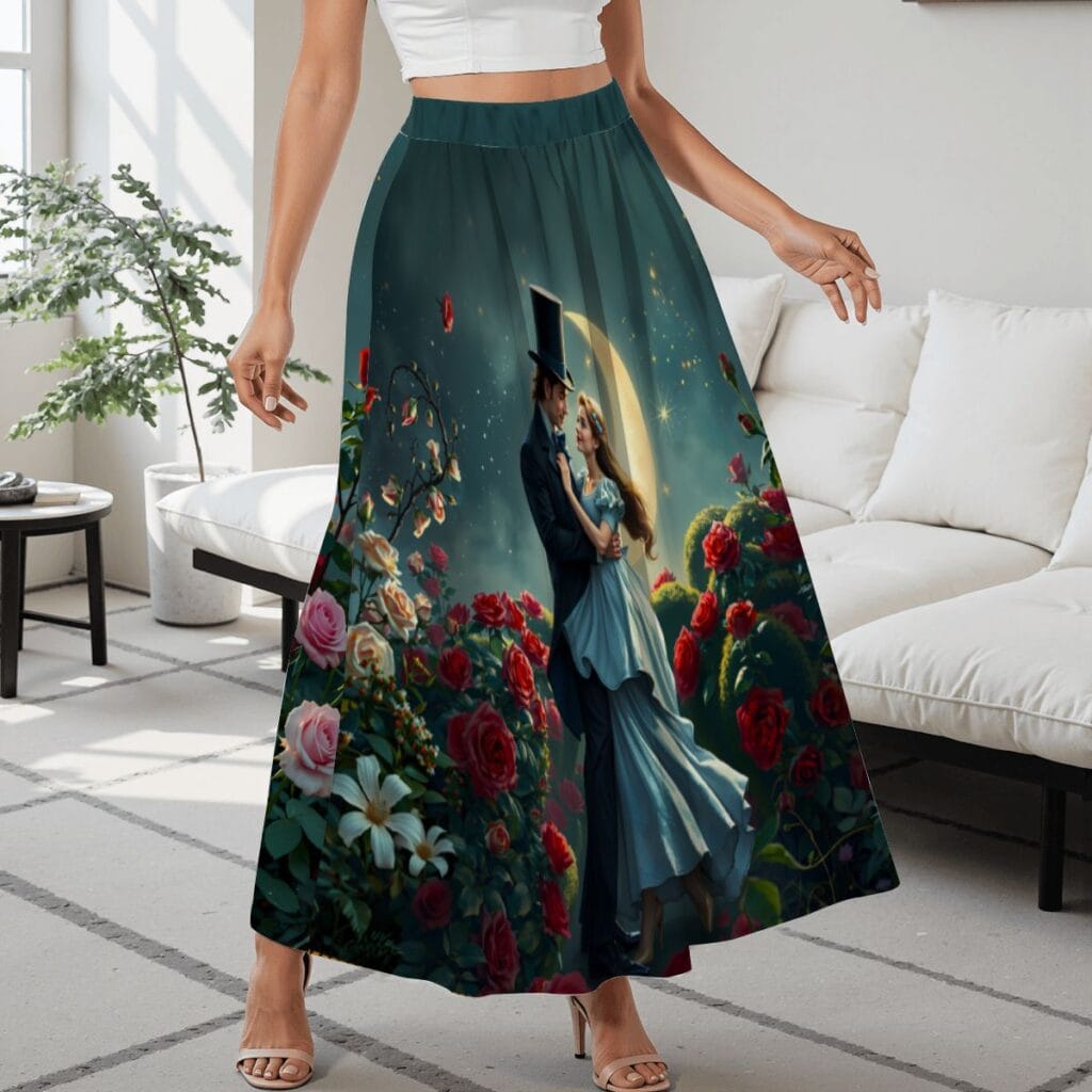 Alice in Wonderland Midi Skirt with Pockets - Moonlit Waltz Mad Hatter Fantasy Skirt