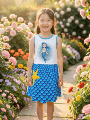 mermaid scale dress for girls ocean print