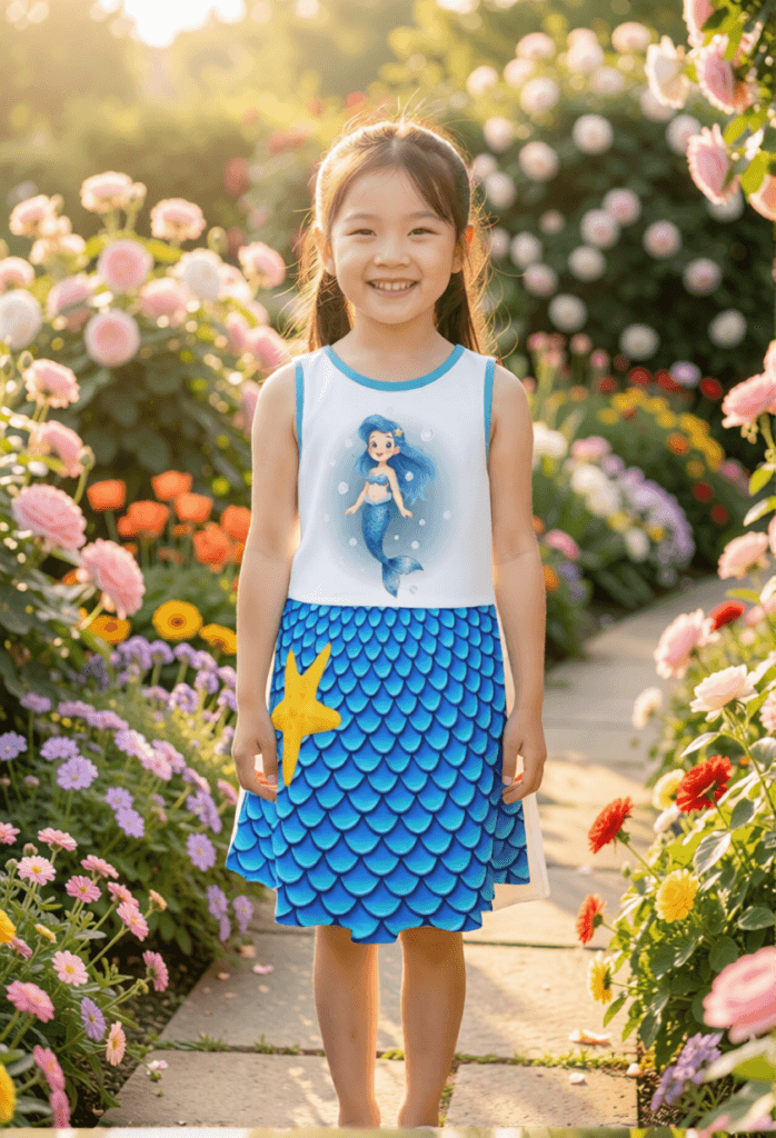 mermaid scale dress for girls ocean print