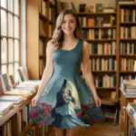 alice in wonderland skater dress mad hatter rose garden