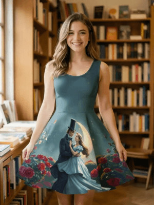 alice in wonderland skater dress mad hatter rose garden