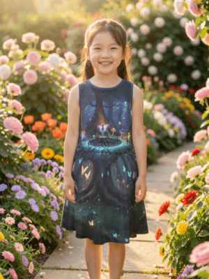 enchanted forest girls dress fairy print