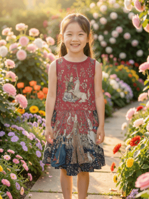 lady and the unicorn girls dress tapestry