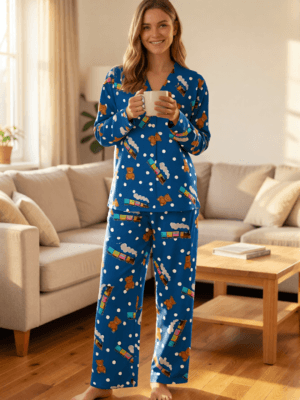 choo choo womens long sleeve pajama set