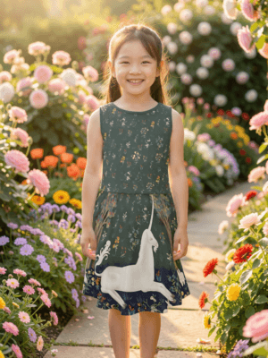 unicorn tapestry girls dress art print