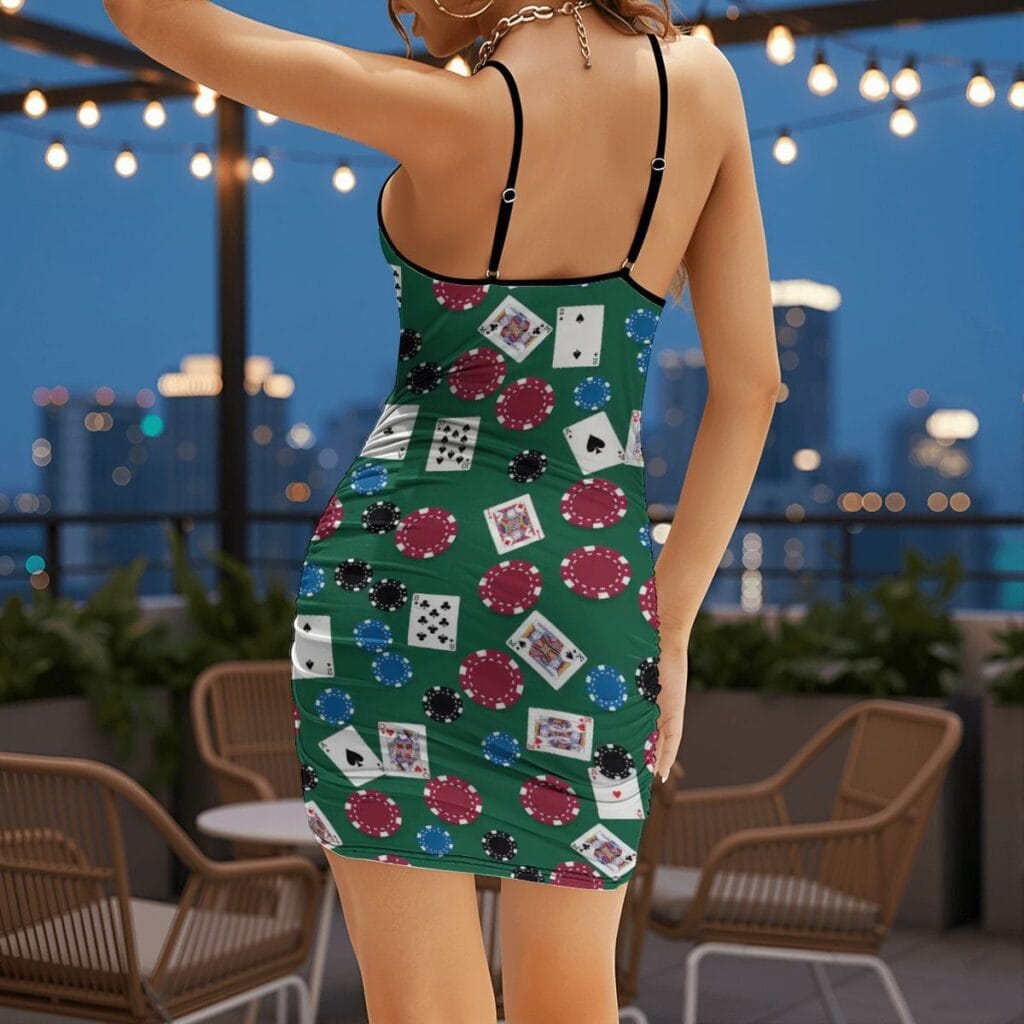 playing card bodycon dress casino print mini