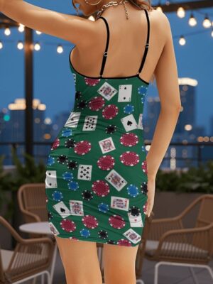 playing card bodycon dress casino print mini