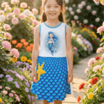 mermaid scale dress for girls ocean print
