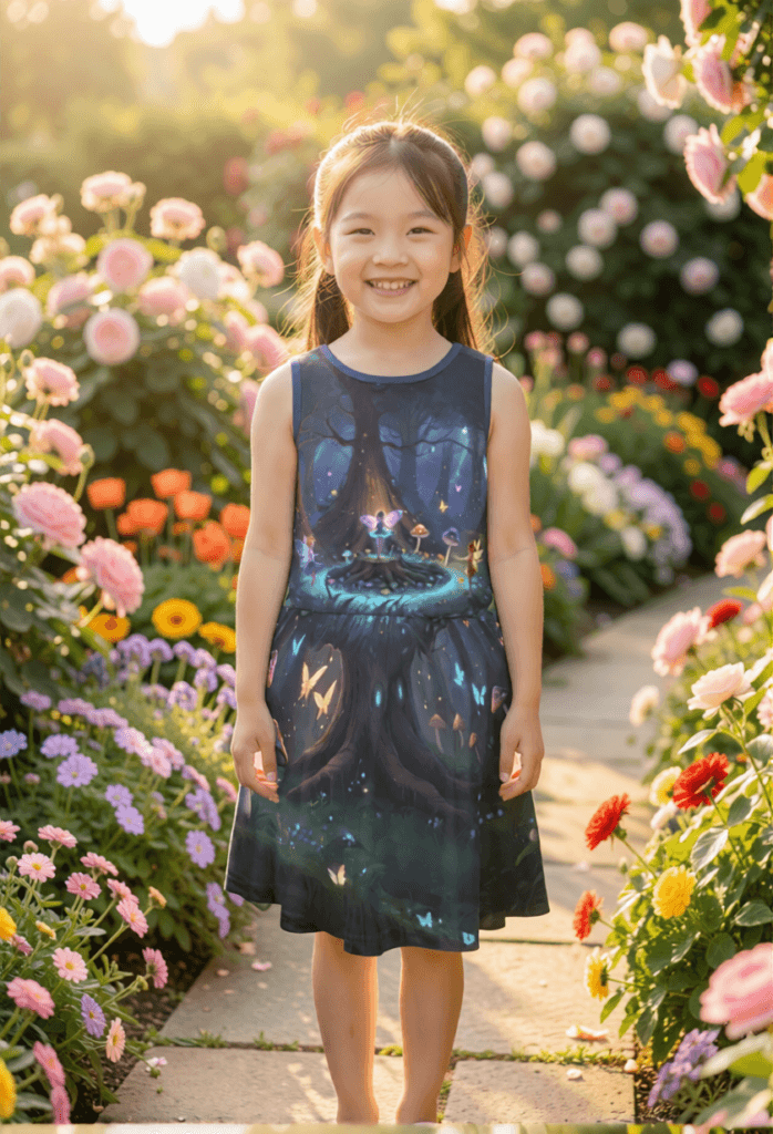 enchanted forest girls dress fairy print