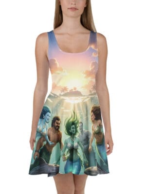 Mermaid Skater Dress - Underwater Merfolk Ocean Fantasy A-Line Dress