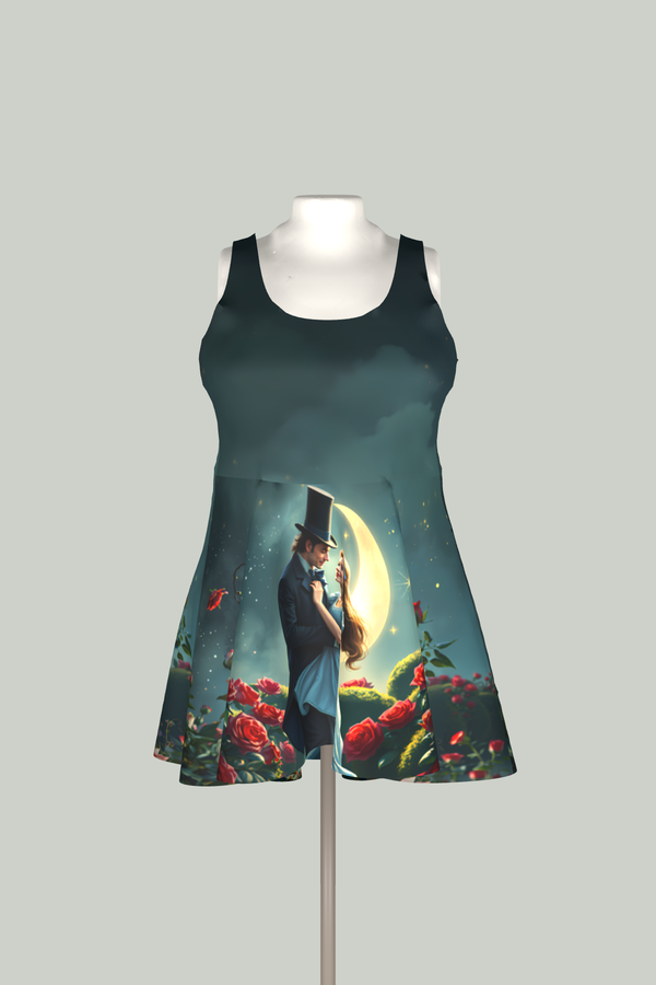 Alice in Wonderland Skater Dress – Mad Hatter and Alice Rose Garden Fantasy Dress in 3D