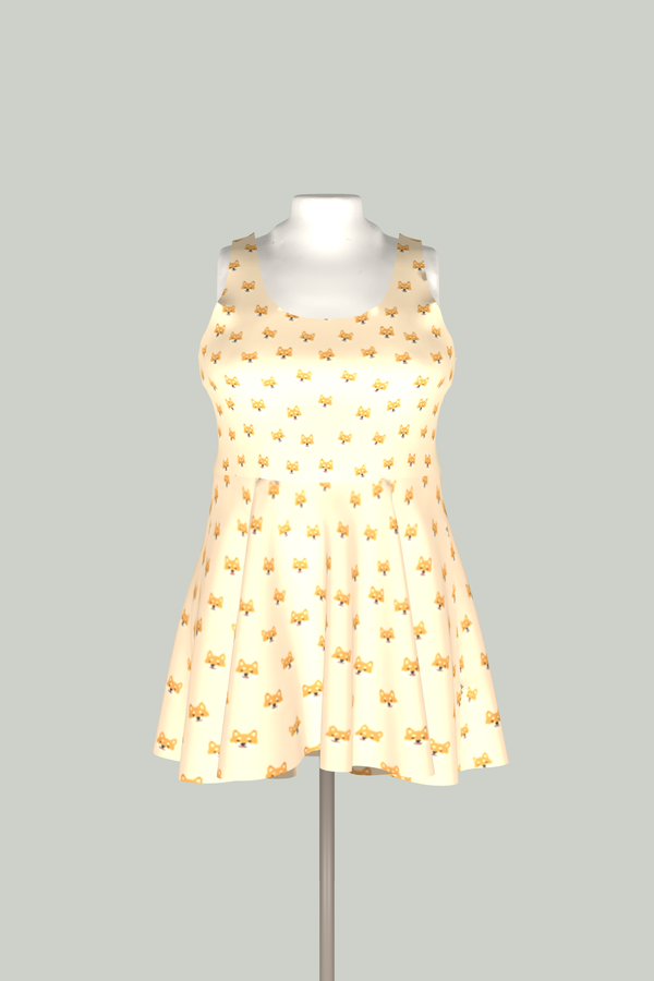Pixel Shiba Inu Skater Dress – Doge Meme A-Line Dress in 3D